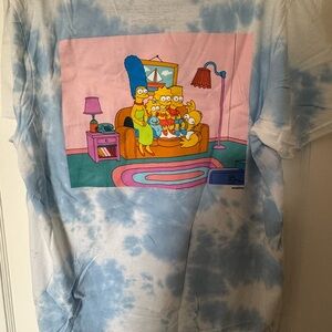The Simpsons Graphic Tie-Dye Long Sleeve Shirt - Light Blue